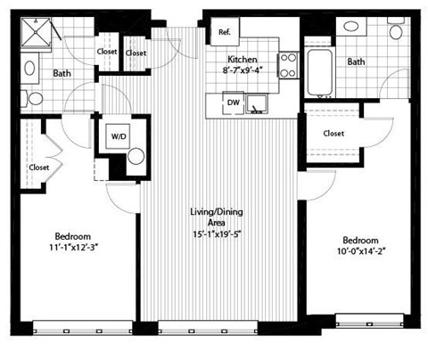 a floor plan of a bedroom apartment